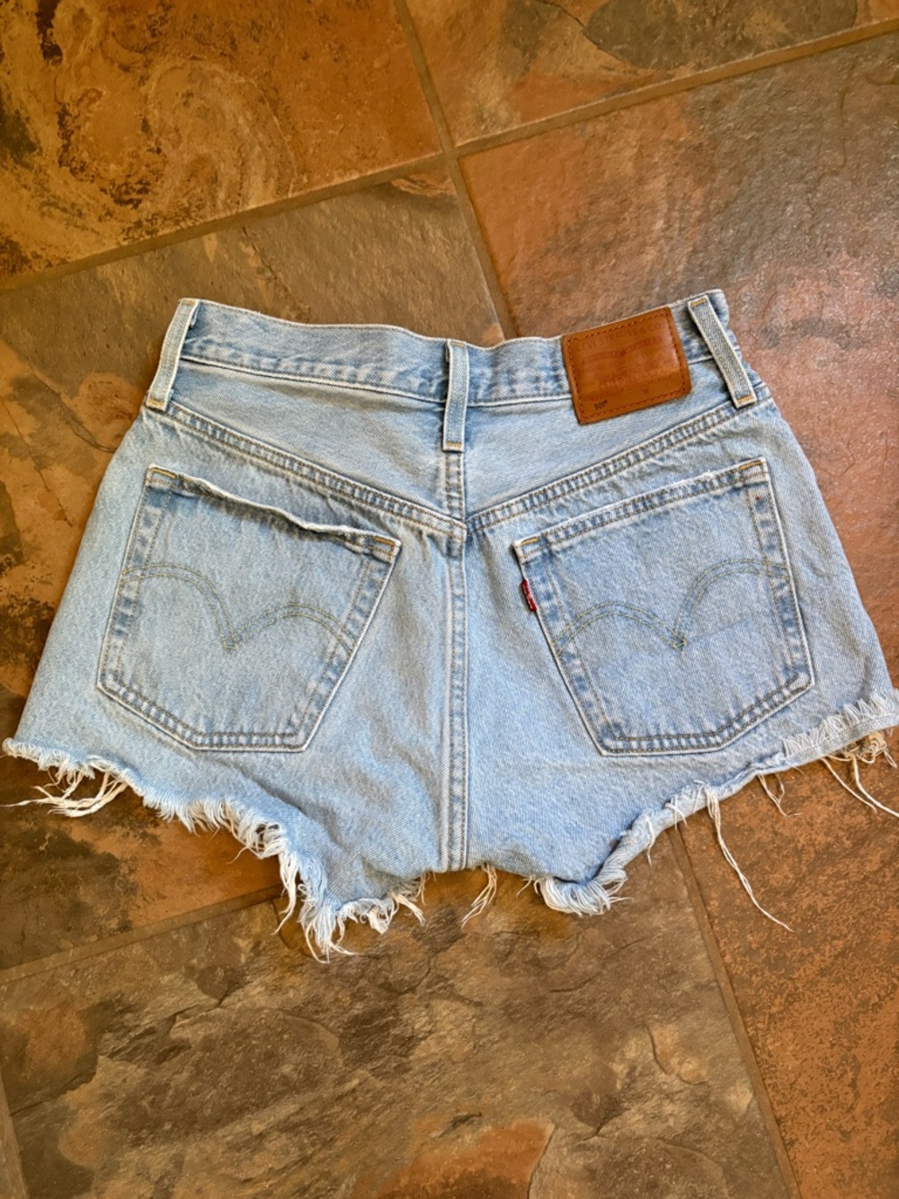 Levi's Light Blue Denim Cutoff Shorts with Frayed Hem